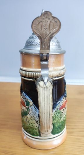 German Beer Stein Pewter Lid Vintage Made in Germany