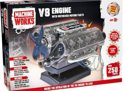 Machine Works Build Your Own V8 Engine Toy - Replica Model Building Kit - Features Augmented Reality, Sounds and Illumination, 250+ Pieces