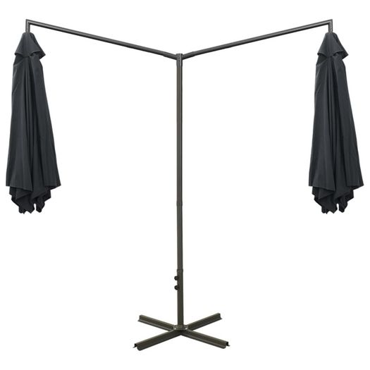 Double Parasol with Steel Pole Anthracite 600 cm