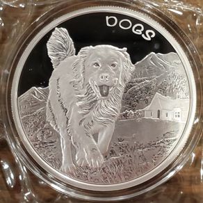 2022 Fiji 50 Cents 1 oz Silver Bullion Coin - Dogs. Proof-Like. (In Capsule)