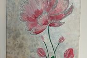 Textured pink flowers painting