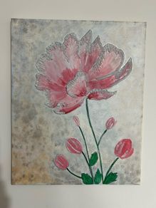 Textured pink flowers painting