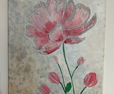 Textured pink flowers painting