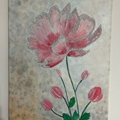 Textured pink flowers painting