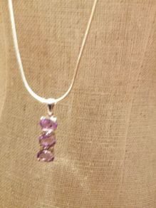 Amethysts and diamonds pendant silver