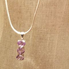 Amethysts and diamonds pendant silver