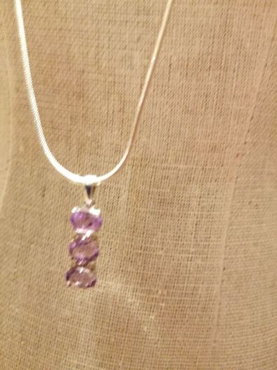 Amethysts and diamonds pendant silver