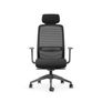 NV High Back Swivel Mesh Chair Grey Frame Black seat with adjustable arms and headrest Image 3