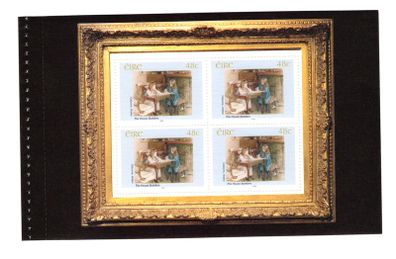 2004 Ireland 140th Anniversary of National Gallery of Ireland 3rd Issue Commemorative Stamp Booklet Pane "The House Builders" by Walter Frederick Osborne, Mint Never Hinged (MNH). Hibernian HP152