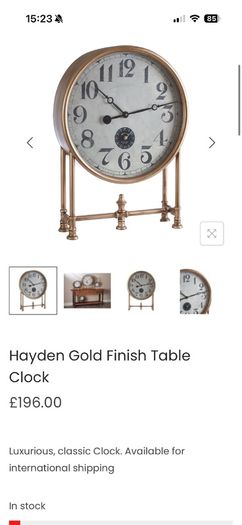 Hayden Gold Finish Table Clock