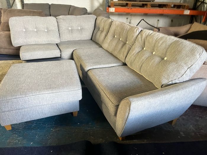 Grey corner sofa with matching footstool