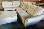 Grey corner sofa with matching footstool