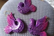 pink/purple ombre glitter dove decorations