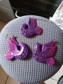 pink/purple ombre glitter dove decorations