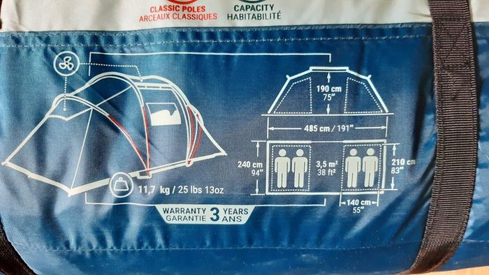 Quechua 4-person, 2-bedroom camping tent, Arpenaz 4.2