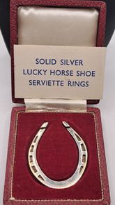 Vintage sterling silver lucky horse shoes serviette ring