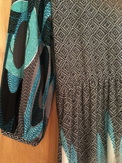 JASMINE LONDON Retro Print Dress   Teal Empire Style Top