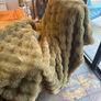 Faux fur green throw with velvet back Image 5