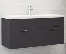 Sink Cabinet with Built-in Basin Grey Chipboard
