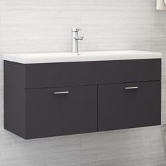 Sink Cabinet with Built-in Basin Grey Chipboard
