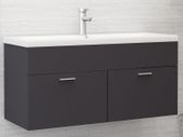 Sink Cabinet with Built-in Basin Grey Chipboard
