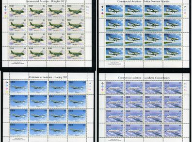 1999 Ireland Civil Aviation (Commercial Aviation - Douglas DC3, Britten Norman Islander, Boeing 707 & Lockheed Constellation) Stamp Sheetlet Plate 1A1A1A1A Mint Never Hinged (MNH)