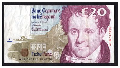 1996 Ireland IR20 Daniel O Connell Banknote Series C. Note issued 04/07/96. Serial number AHB516191