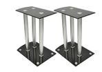 Aluminum Speaker Stands Black Glass 2pcs