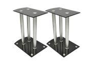 Aluminum Speaker Stands Black Glass 2pcs
