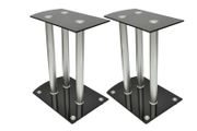 Aluminum Speaker Stands Black Glass 2pcs
