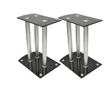 Aluminum Speaker Stands Black Glass 2pcs