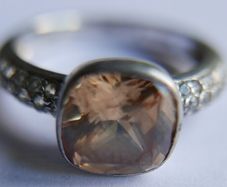 Vintage Genuine Fossil Sterling Silver 925 hallmarked  Yellow Stone Ring size P - 5,2g