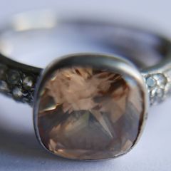 Vintage Genuine Fossil Sterling Silver 925 hallmarked  Yellow Stone Ring size P - 5,2g