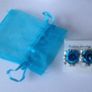 Brand new Turquoise / light blue Rose & Diamond earrings Image 2