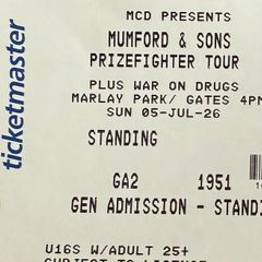 Mumford & Sons Prizefighter Tour Concert 5th July