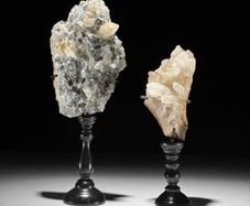 Pair Of Pyrite & Quartz Crystal Cluster - Mineral Form