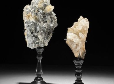Pair Of Pyrite & Quartz Crystal Cluster - Mineral Form