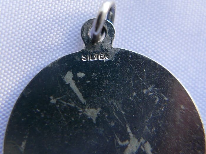 Vintage  Silver  Virgo Charm, Zodiac Sign Virgin, Old Astrology Medal Pendant, 1" -  3,91g