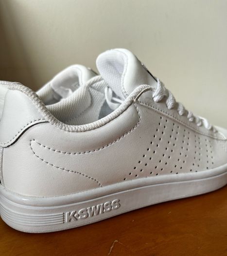 K-Swiss White Leather Court Shoes