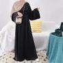 Brand New Women's Islamic Dress Satin Robe with Bishop Sleeves - Black L. Image 2