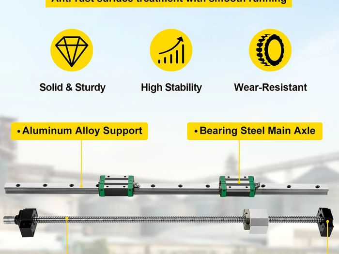 HGR20-1700mm Linear Guide Rail Kit Slide Rail with 1Pcs RM1605-1700mm Ballscrew with BF12/BK12 Kit Linear Slide Rail Guide Rail Square For DIY CNC Routers Lathes Mills