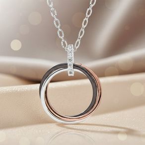 Mixed Metal Modern Twist Circles Necklace