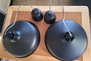 Two large industrial style pendant ceiling lights