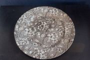 Lovely Vintage Brown and White English Ironstone Tableware Plate in a Fabulous Chintz Style Pattern, with Blossoms and Berries