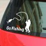 Car Sticker Go Fishing White Black Image 5