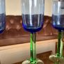 Vintage Scandinavian Blue Green Stem Champagne Wine Glasses Set of 5 Image 8