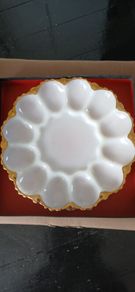 Mid-century Anchor Hocking Milk Glass Deviled Egg Plate