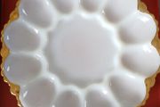 Mid-century Anchor Hocking Milk Glass Deviled Egg Plate