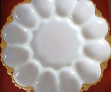Mid-century Anchor Hocking Milk Glass Deviled Egg Plate