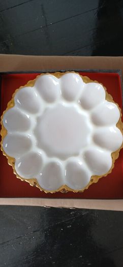 Mid-century Anchor Hocking Milk Glass Deviled Egg Plate